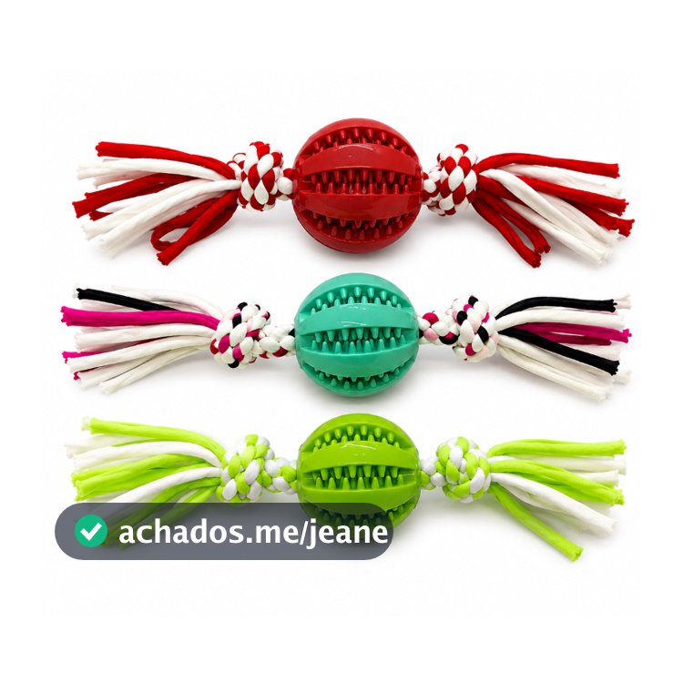 Brinquedo Bola Limpa Dente Resistente Com Corda De Mastigar Morder Para Cão Pet Puxar Mordedor Cachorro 1un