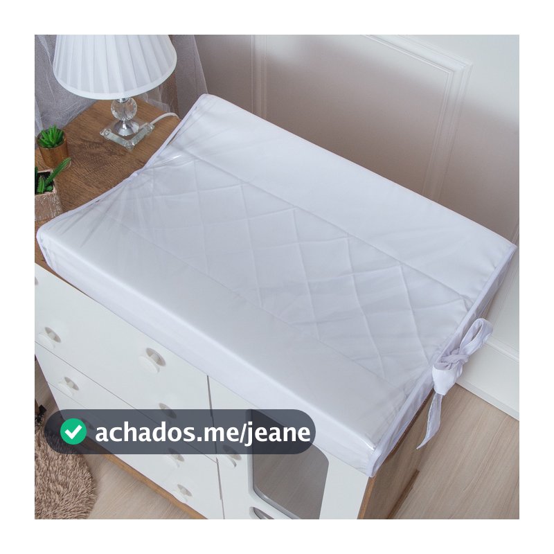 Trocador de Bebê Branco Americano Anatômico Plastificado Impermeável de Cômoda para Troca de Fraldas