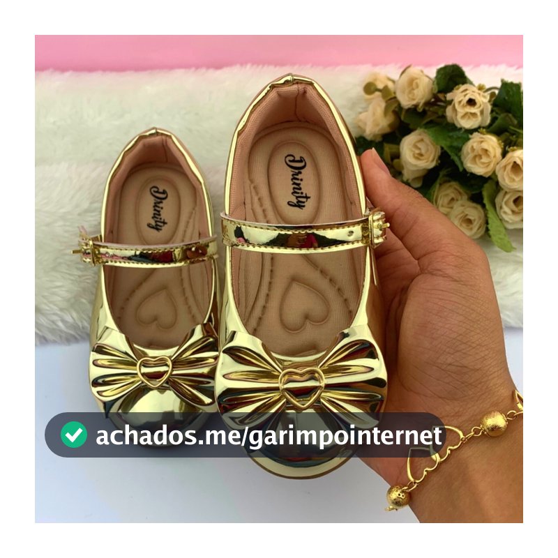 Sapatilha Infantil Feminina Menina Boneca Do 20 Ao 34 SPT-500 Ouro Direto da Fábrica