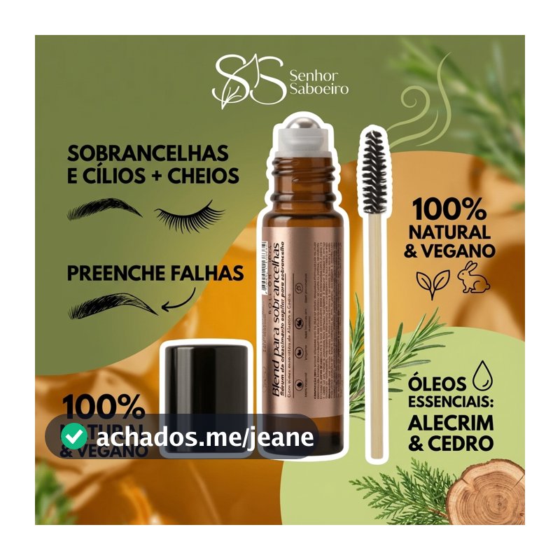 Blend Roll On Crescimento Sobrancelhas e Cílios com Rícino e Óleo Essencial Alecrim e Cedro 10mL