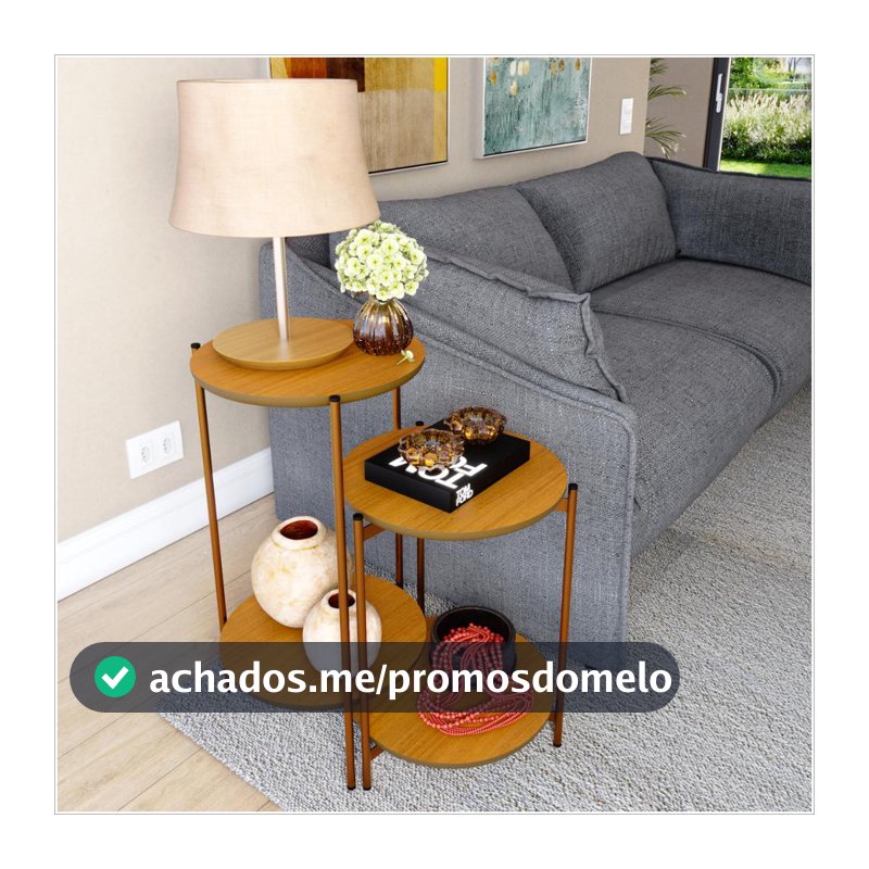 Conjunto de Mesa Lunis Nature com Pés de Ferro Bronze Ofertamo