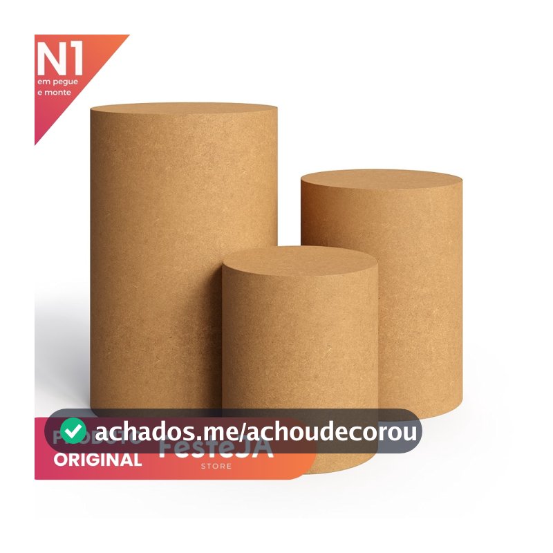 Conjunto Mesas 3 Cilindros Tradicional Com Alça Em Mdf Para Decoração Festa Aniversário