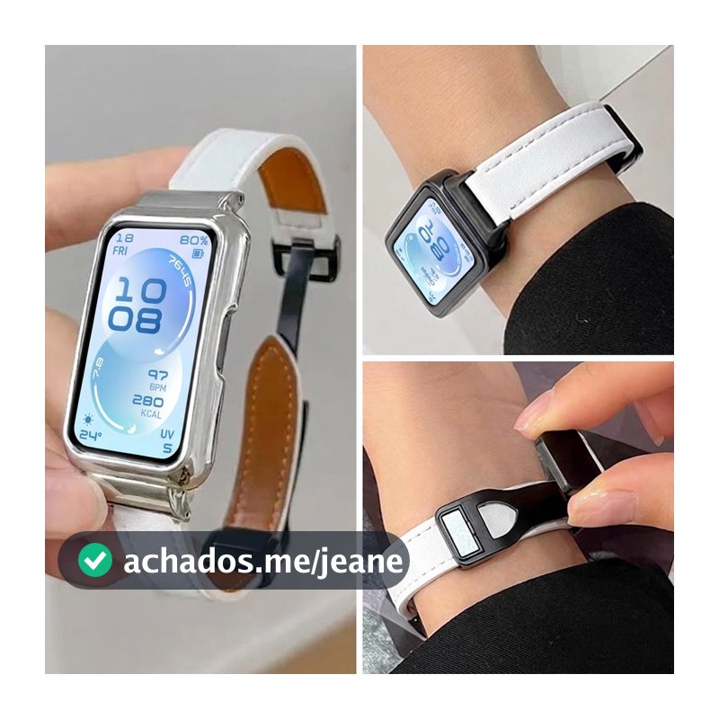 Pulseira De Couro Magnética Para Smartwatch Huawei Band 11/11 Pro , Cinto De Substituição , Acessórios 10 9 8 NFC