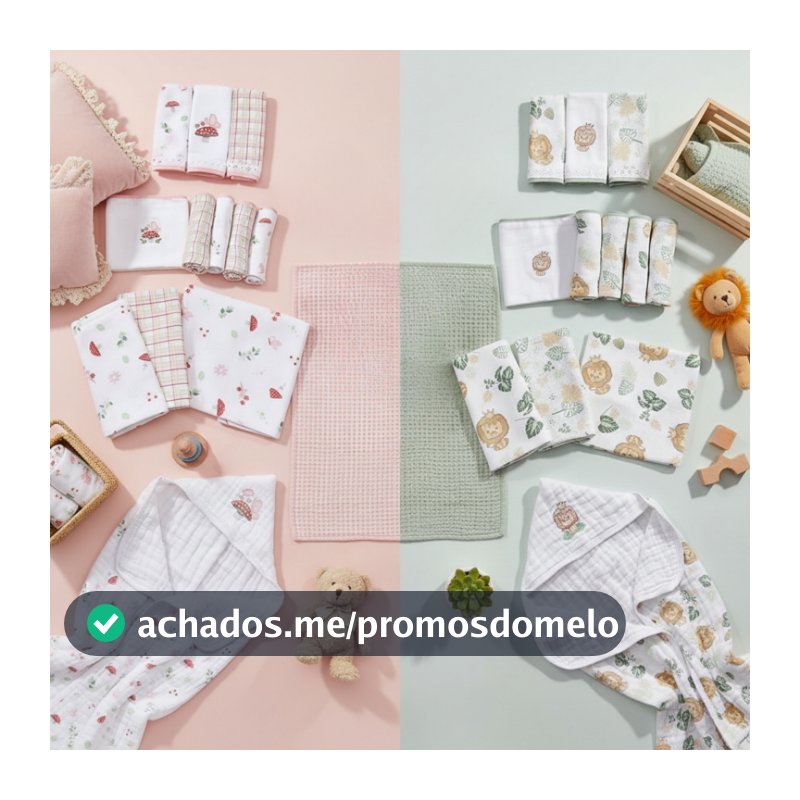 Kit Enxoval Luxo Bebê 12 Peças – Fralda, Toalha Soft, Cueiro e Pano de Boca | Algodão | Dengo