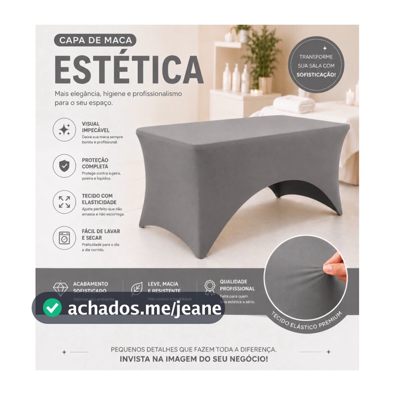 Capa Legging para maca estética fixa/portátil/maleta cinza tecido Suplex