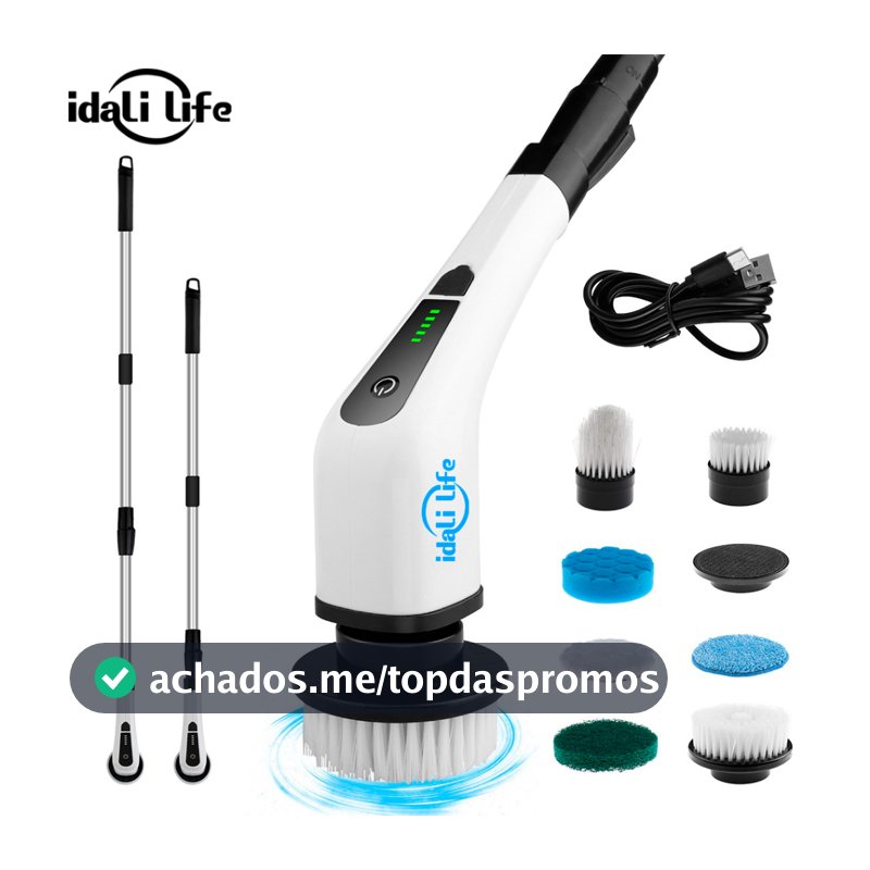 Escova De Limpeza Ajustável Janela Banheiro e Cozinha Ferramenta 9 em 1 Recarregável Idali Life