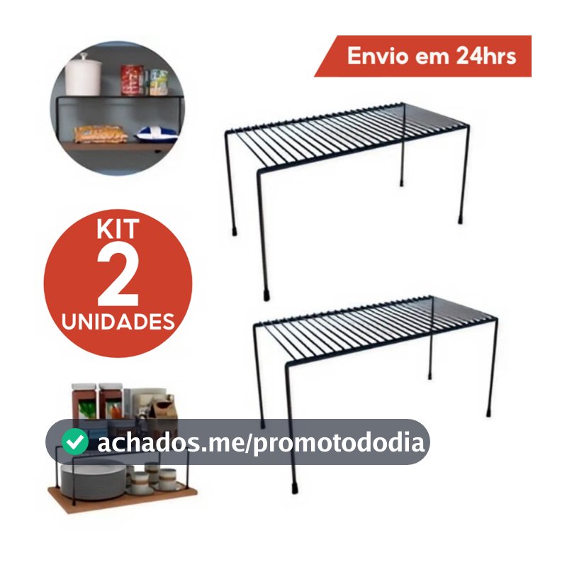 Kit 2 Prateleiras de Armário Aramado Organizadores Cozinha Médio 32cm Prateleira
