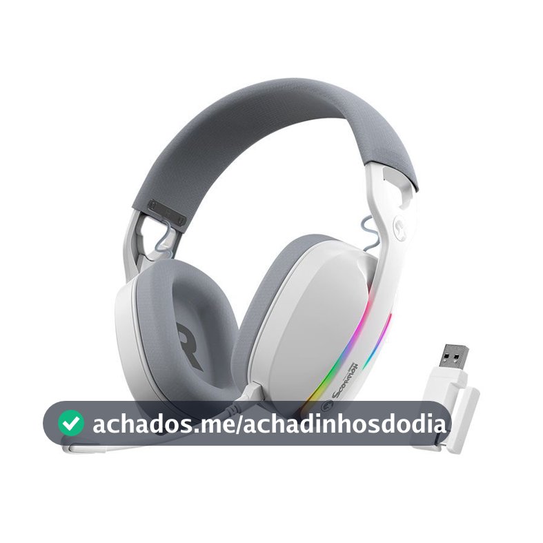 Headset Gamer Marvo Pulz 70W, RGB, Wireless, Drivers 40mm, Tri-Mode, Branco, HG9086W-WH