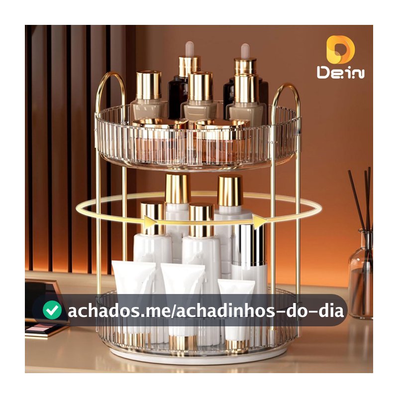 Organizador de Maquiagem Giratório – Suporte Multiuso 2/3 Andares p/ Cosméticos e Perfumes