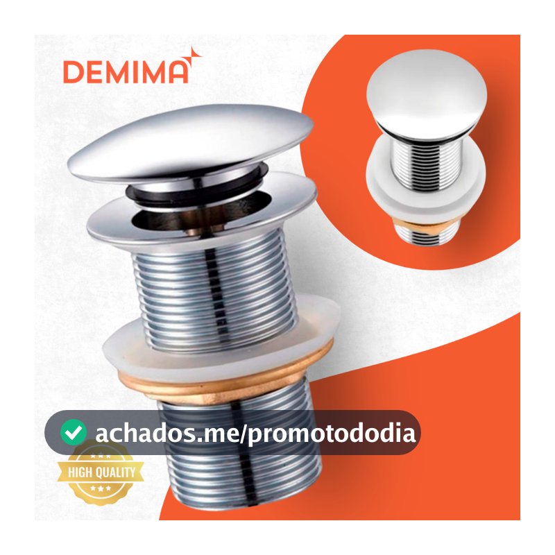 Válvula Click Inox Prata Pop Up Para Cubas E Pias Banheiro  - Demima