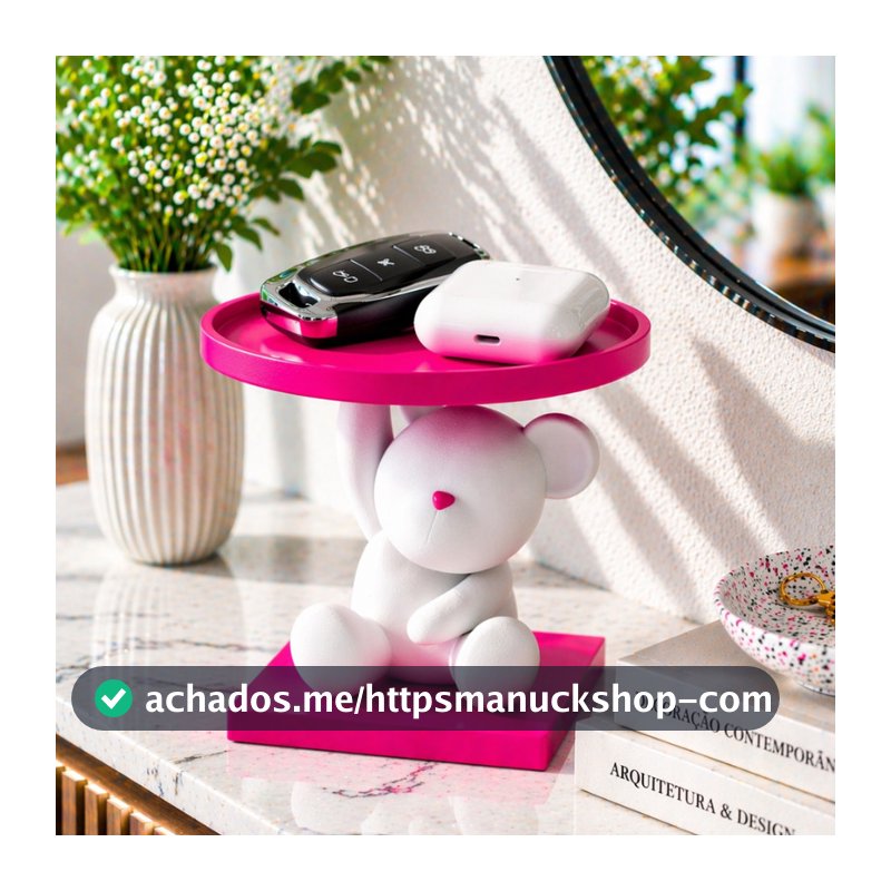 Suporte Alexa, Porta chaves , porta joias - Ursinho fofo com pratinho -  decoraçao quarto de criança