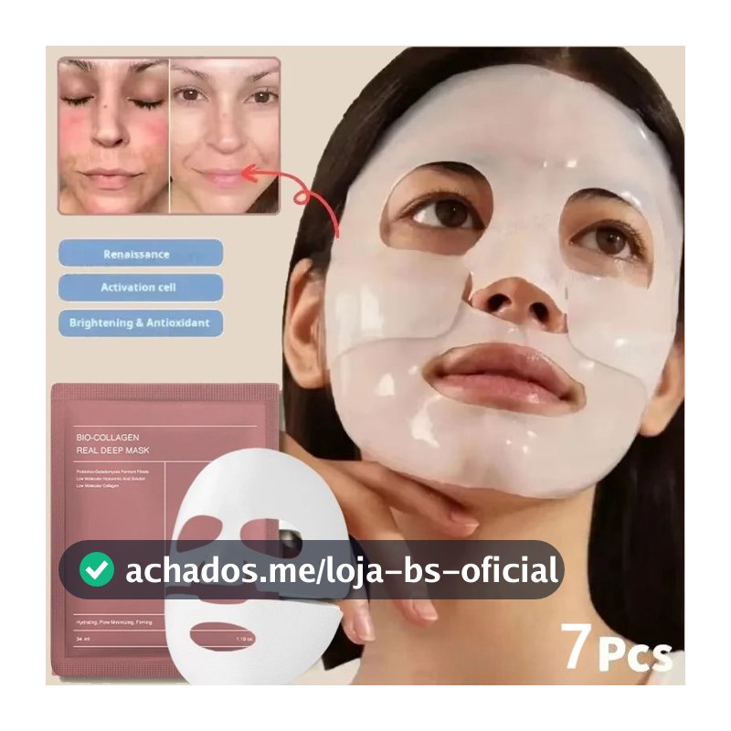 Conjunto 7 peças Máscara Facial Bio-Colágeno Real Máscara Facial Split Antirrugas Lifting Hidratante e Reparadora