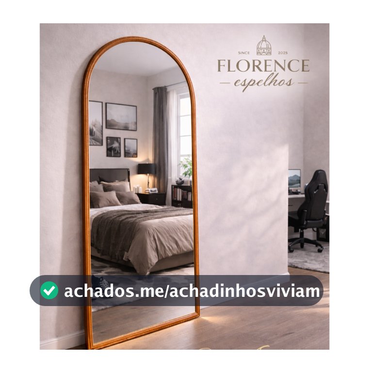 Espelho Verona Oval Base Reta Corpo Inteiro Com Moldura em Couro Premium 120x50 Sala Quarto