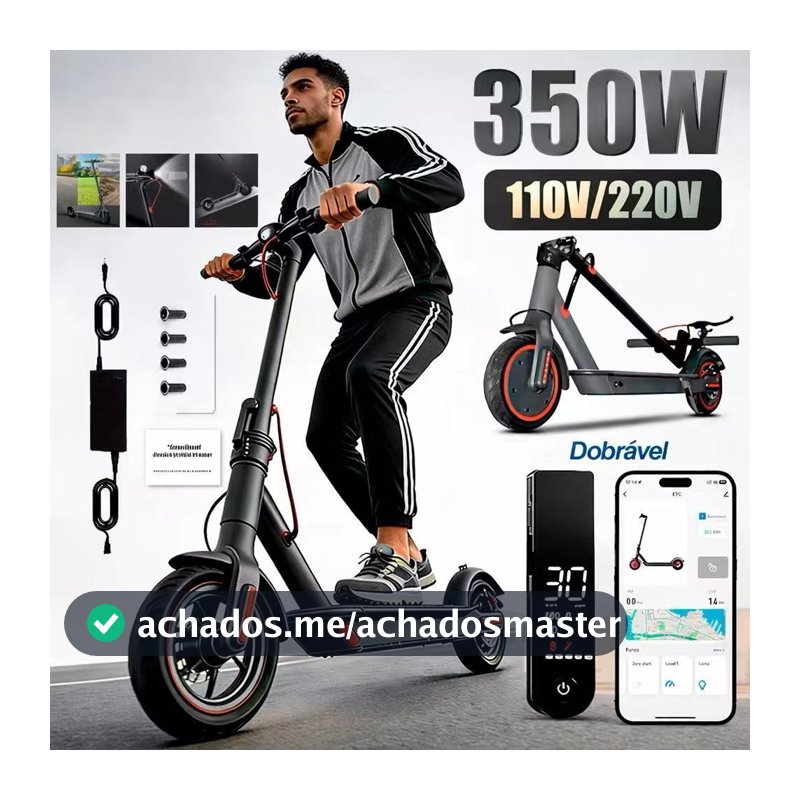 Patinete Elétrico Adulto 350W – Alta Velocidade, Bateria Longa e Suporta Até 150kg