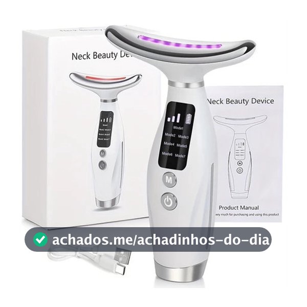 Massageador De Pele Firmeza Pescoço Led de 7 Modos Massageador Portátil Beleza para Rosto e Pescoço