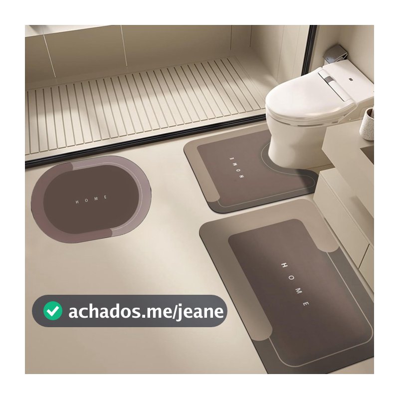 Kit 3 Tapete de banheiro em formato de U absorvente de água de secagem rápida conjunto de três peças