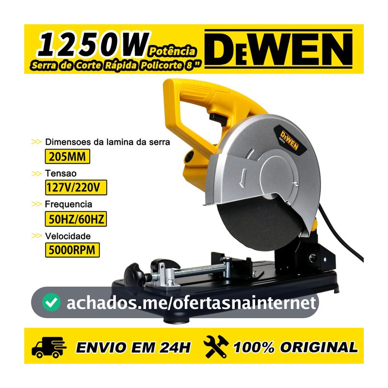 Serra Policorte Corte Rápido Portátil Com Disco de Corte 8" 1250w