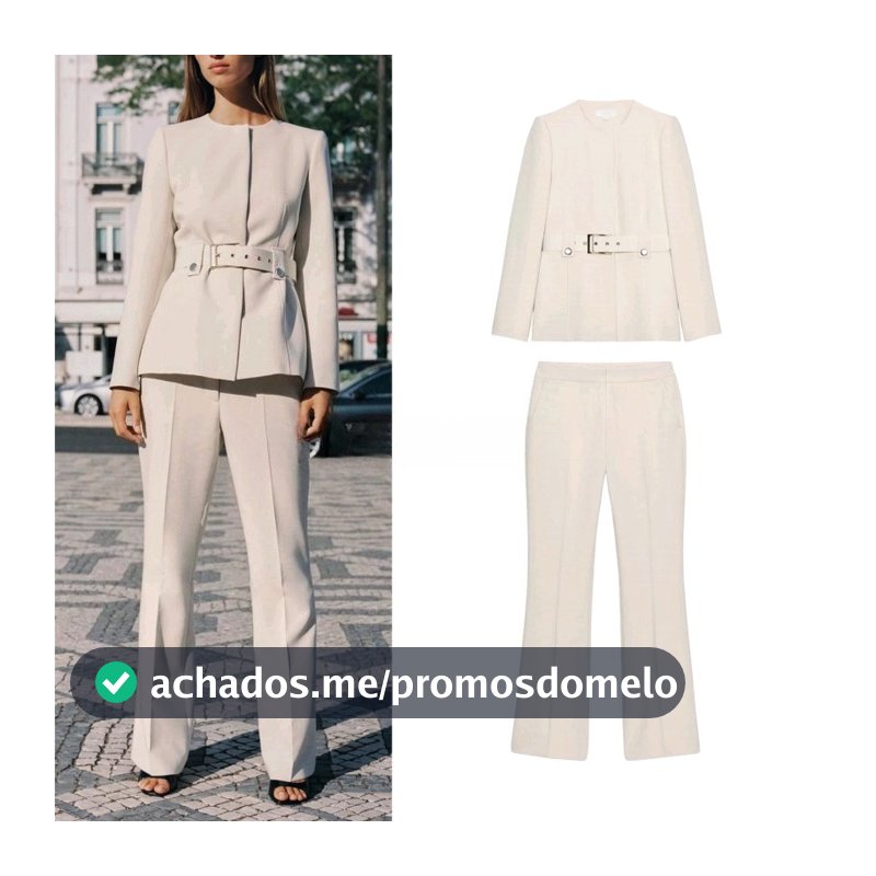 2025 Outono Novo Estilo Feminino Blazer Cinto Slim-fit8585593 Calças largas8583593 Conjunto de conjunto de conjunto