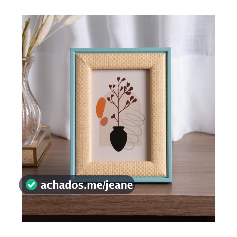Porta-Retrato Trançado Rústico 10cm x 15cm Azul MDF