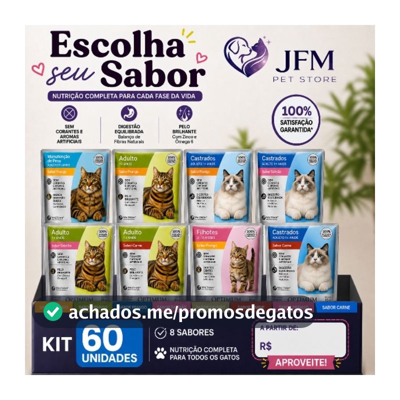 Optimum Ração Úmida para Gatos sache 85g KIT 60 und ( escolha seu sabor)