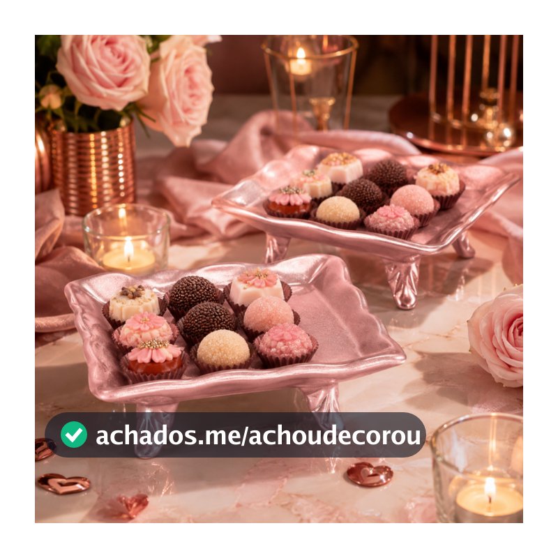 2 Bandeja Quadrada Frisada Com Pé Cerâmica 20x20 Decoração Festas Aniversários Eventos Enfeite Cores