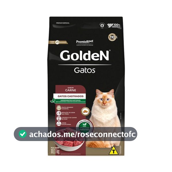 Ração Golden Para Gatos Adultos Castrados Sabor Carne 10,1kg