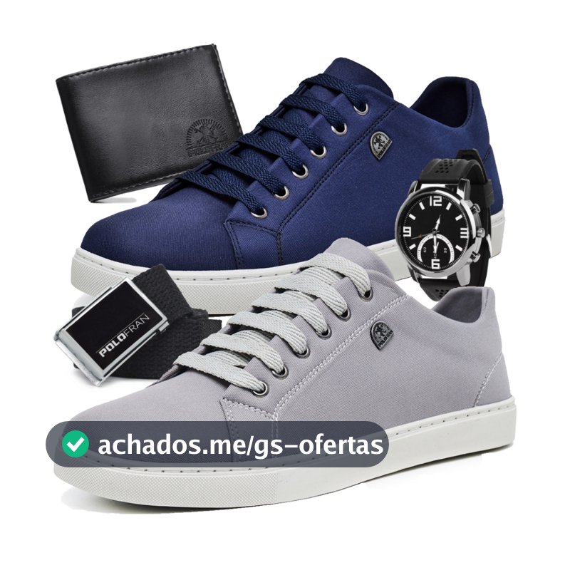 Kit 2 Tênis Masculino Sapatênis Polo Fran Básico Casual Com Carteira Cinto e Relógio London
