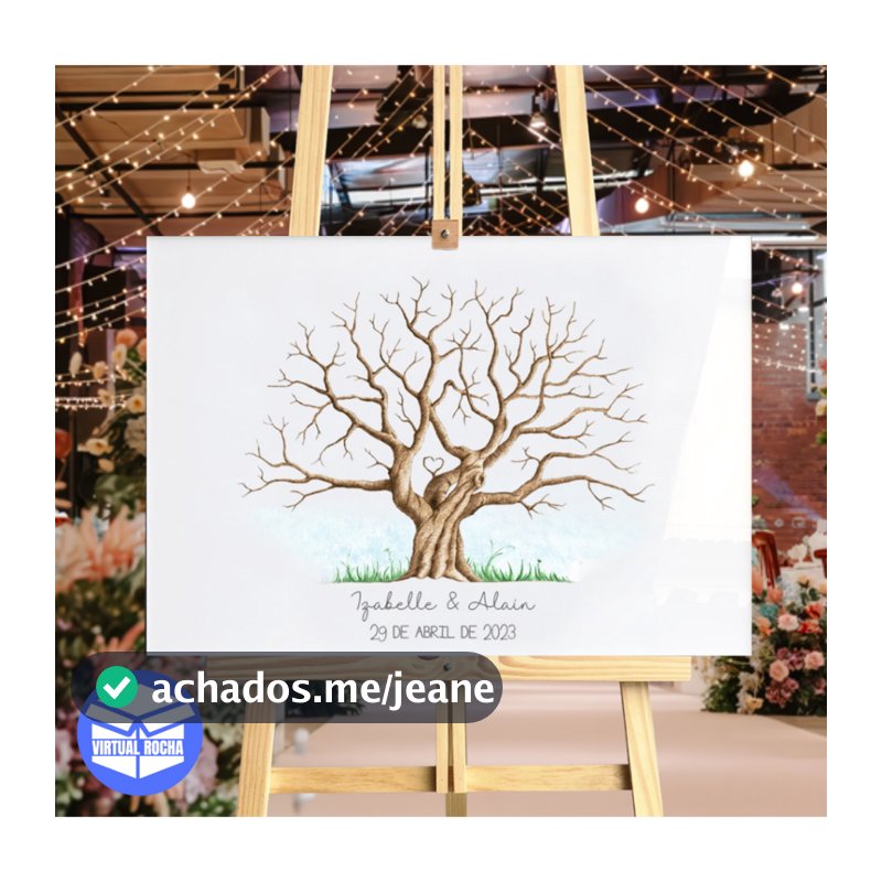Quadro Decorativo Recepção de Casamento Árvore Digitais(Sem Moldura)
