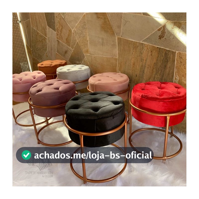 Banqueta Puff Redondo Veludo Com Espuma D28 / Suporta até 150kg