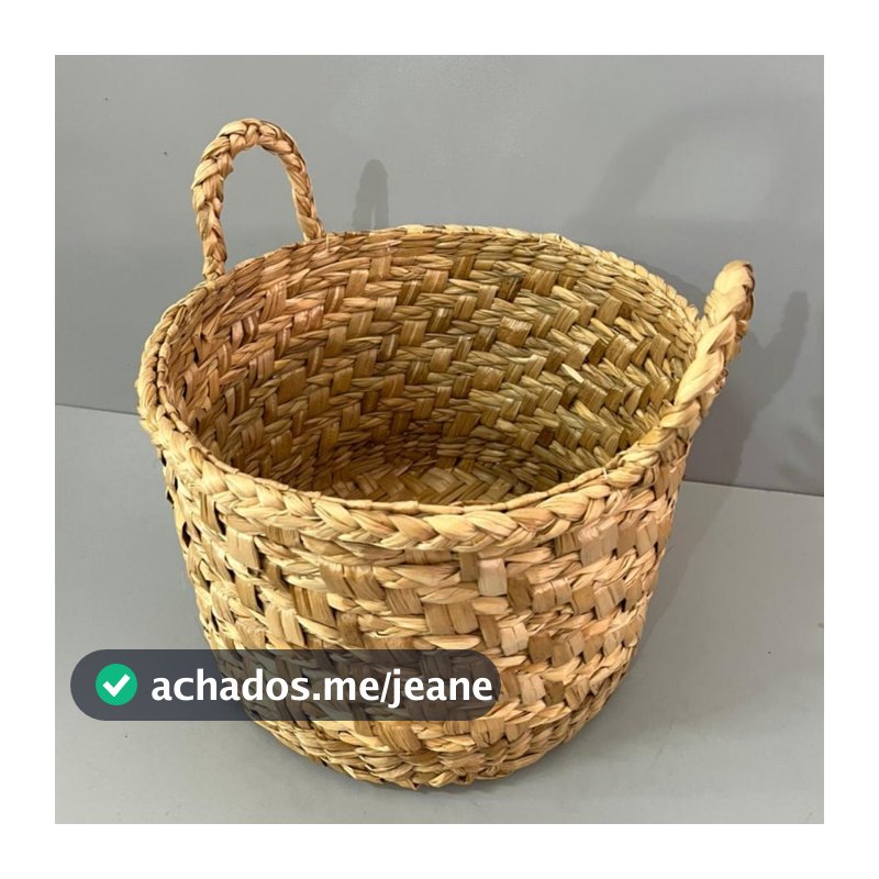 Cachepo Com Alças Taboa Rustico Palha 36x32CM ALTURA