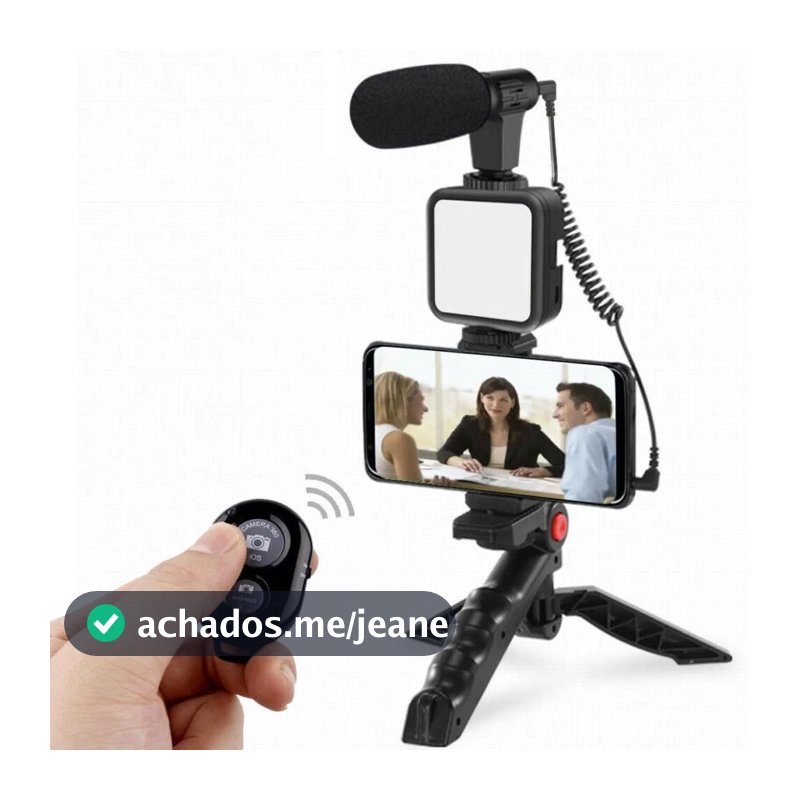 KIT Smartphone Vlog Kit De Vídeo Com Tripé Microfone Led Luz Suporte Do Telefone Controle Remoto