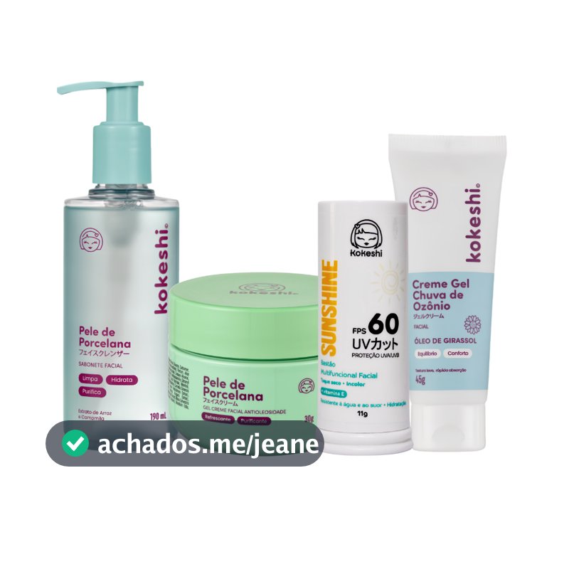 Kit Skincare Antioleosidade e Hidratação 4 Produtos - Kokeshi