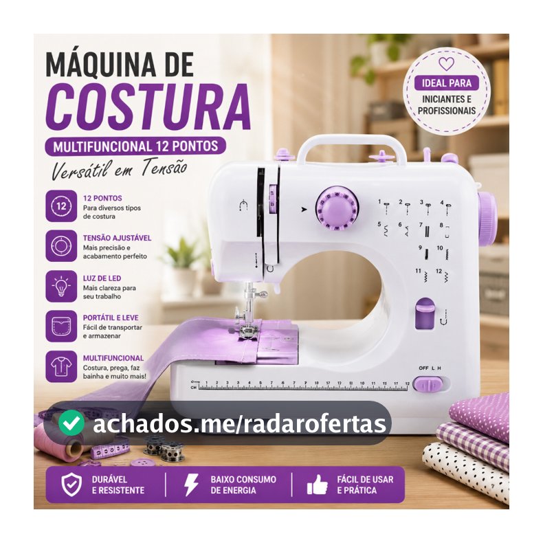 Mini Máquina De Costura Multifuncional Doméstica Composta de 12 Pontos - Bivolt