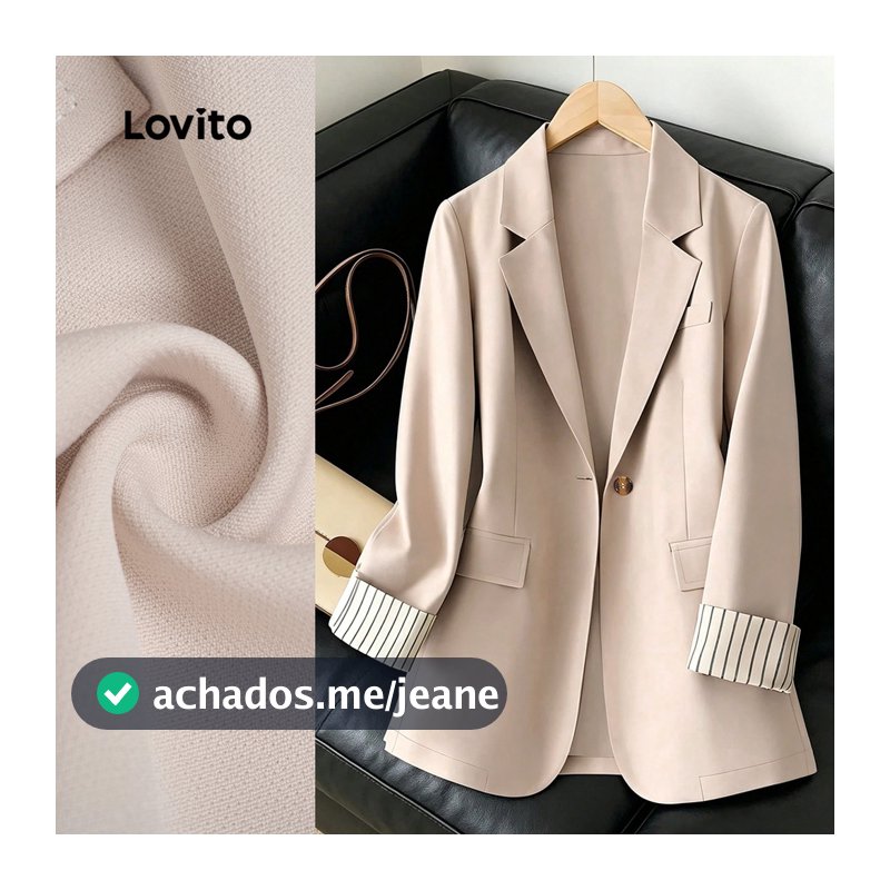 Lovito Blazer Casual Manga Longa de Tecido Abotoado Bolso Falso Cor Damasco para Mulheres outono/inverno LBL36027