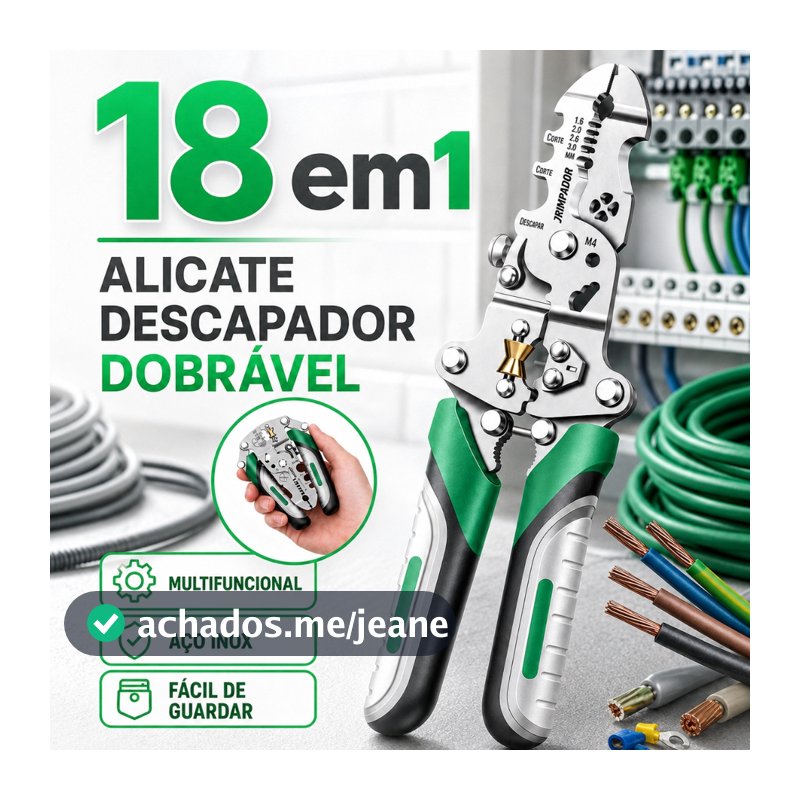 Alicate Decapador Multiuso 18 em 1 KINETX Crimpador Descascador Cortador de Fios Para Eletricista