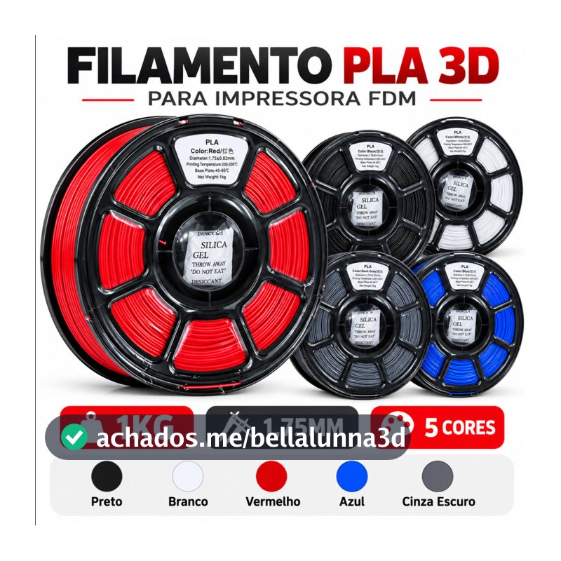 Filamento PLA 1kg 1,75mm Aproximadamente 330m para Impressora 3D FDM Várias Cores