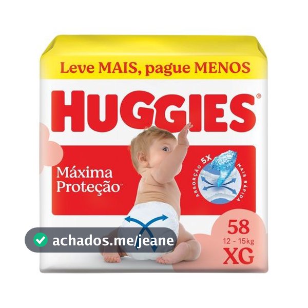 Huggies Fralda Descartável Máxima Proteção XG - 58 Un