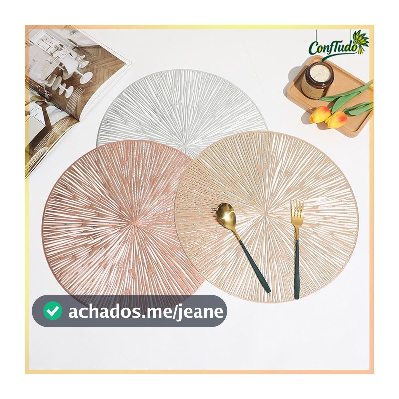 Jogo Americano para Mesa Jantar – Kit 3 ou 6 Peças, 38cm Peça de Jogo Americano/Manta para Prato, Resistente a Manchas