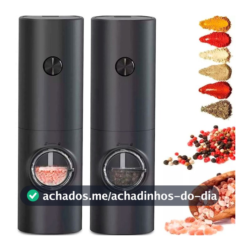Moedor Elétrico de Sal e Pimenta com Ajuste de Granulagem para Cozinha