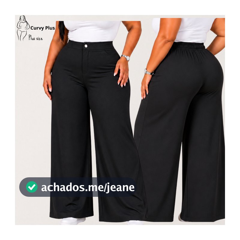 Calça Social Feminina Plus Size Pantalona Wide Leg Calça Pantalona Plus Size Calça Plus Size Feminina