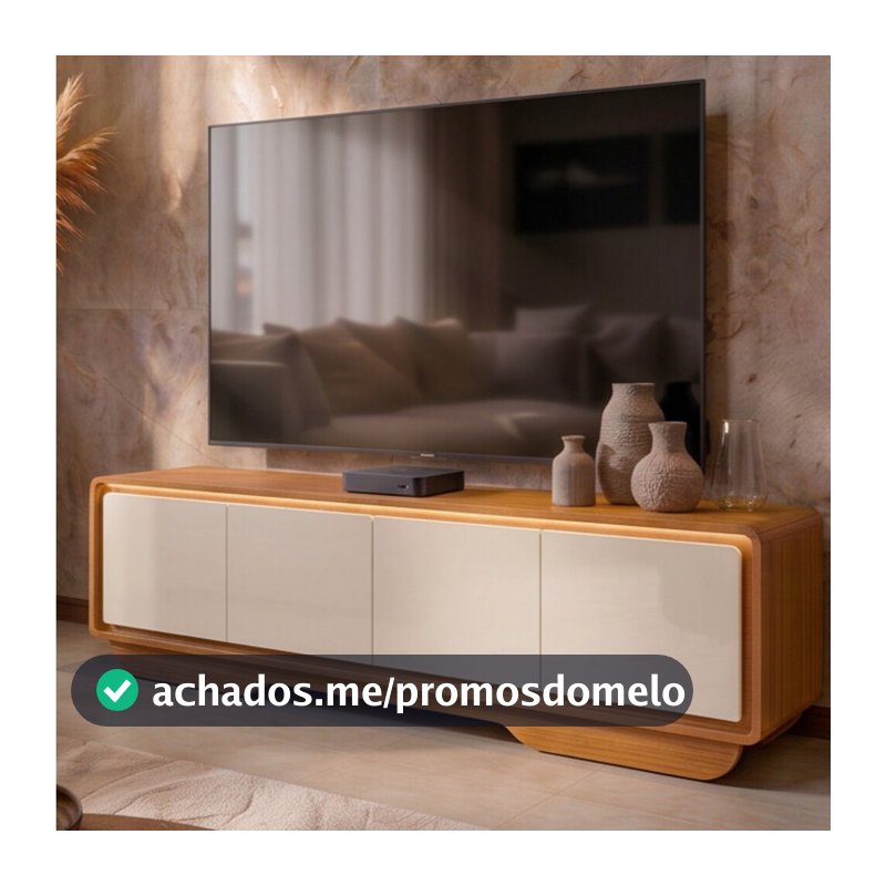 Rack Arcus Para Tv até 75 Polegadas Organico Cantos Arredondado Com Led 180 cm