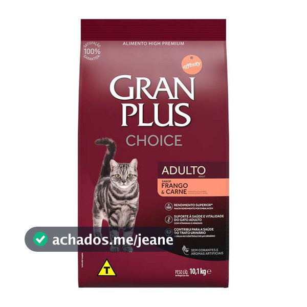 Ração GranPlus Choice Frango e Carne para Gatos Adultos 10,1kg