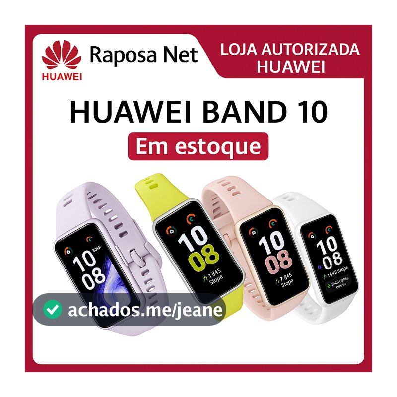 Smartband Huawei Band 10 Preto, Compatível com iOS e Android e bateria com duração de até 14 dias.