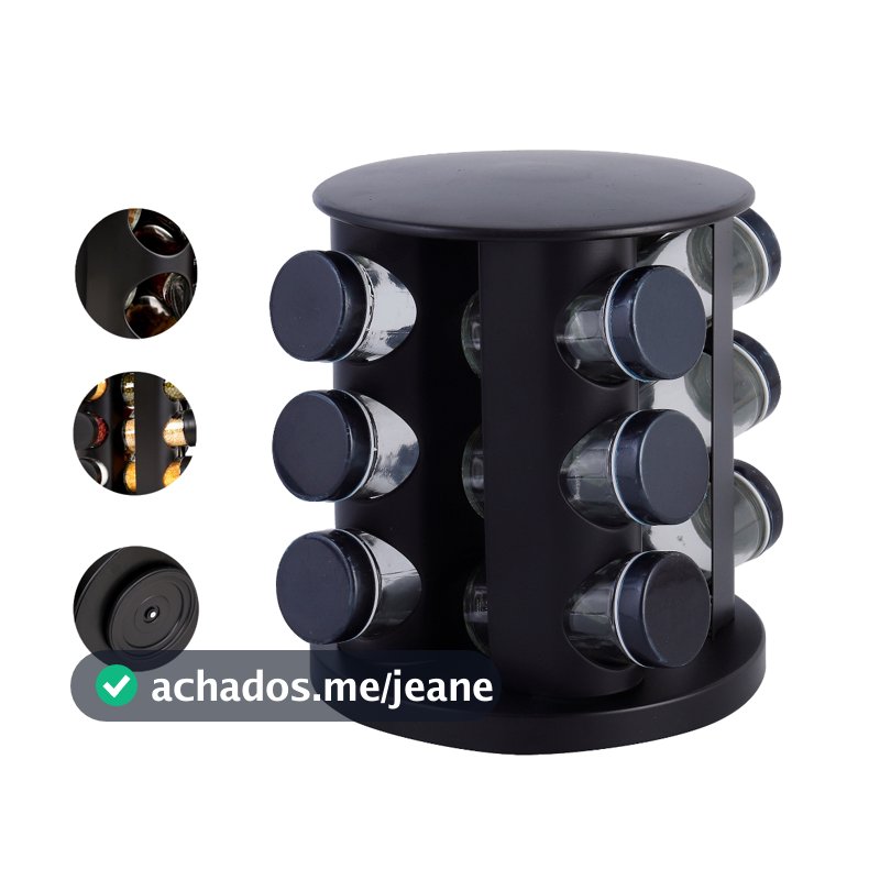 Porta Tempero Giratório - Base Inox - 12 Potes - Bhz Store