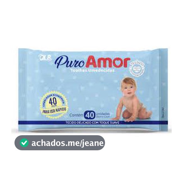 Toalhas Umedecidas Puro Amor - 40 Unidades