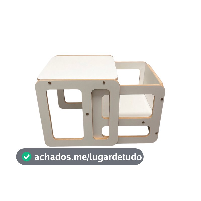 Mesa Cubo com cadeira escrivaninha Montessori Infantil Educativa Multifuncional Madeira Para Criança