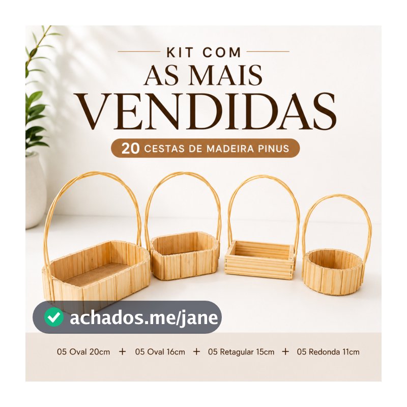 kit 20 Cestas Madeira Para Presente Combo Promocional das Mais Vendidas