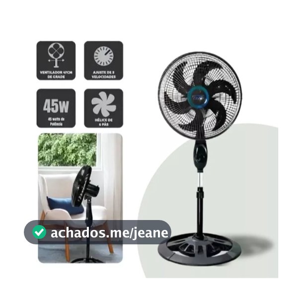 Ventilador De Coluna De Chão Turbo Vento Forte 3 Velocidades 110v/220v