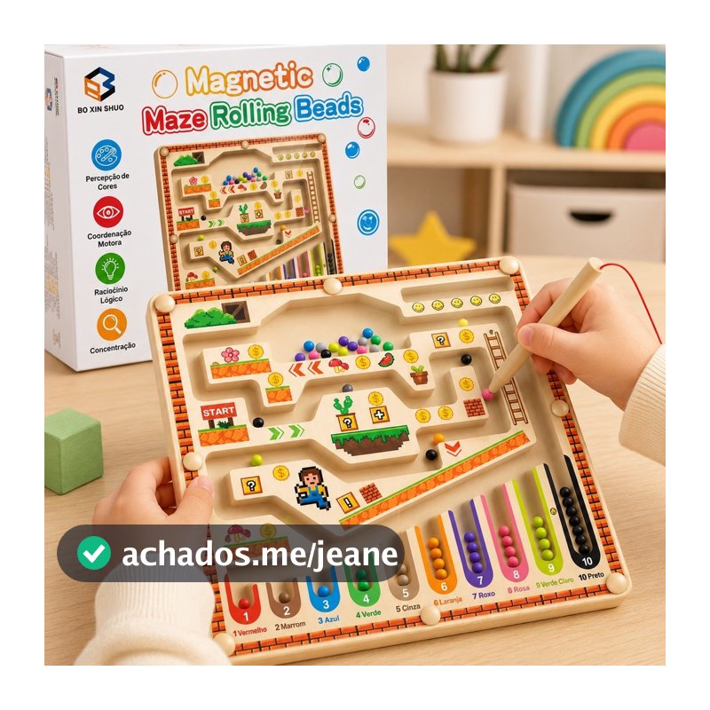 Brinquedo Educativo Labirinto Magnético com Bolinhas – Cores, Números e Coordenação Motora Infantil