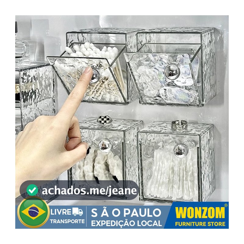 Caixa De Armazenamento De Banheiro Toalha De Rosto De Algodão Cosmético Caixa De Cotonete Batom Rack De Armazenamento